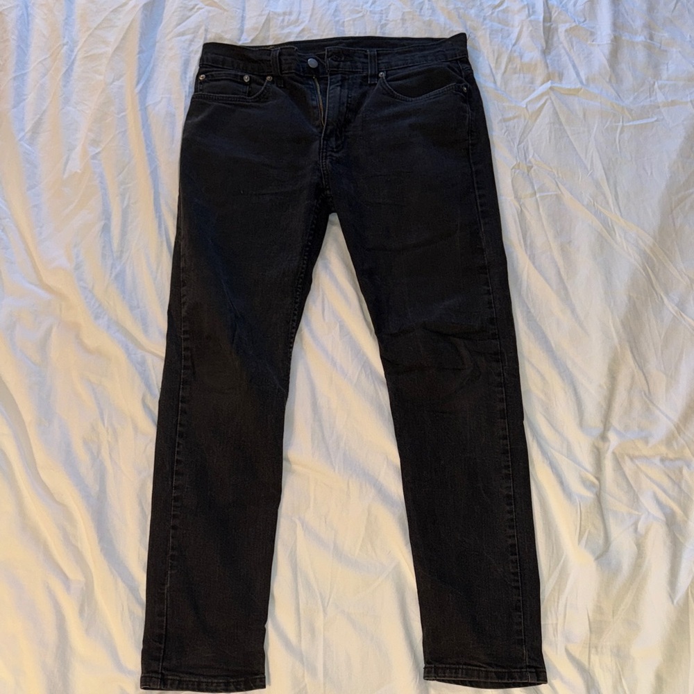 Levis 502 Black Regular Fit Straight Jeans